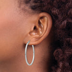 Load image into Gallery viewer, 14K White Gold 2mm Square Tube Hoops 40mm length