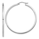 Load image into Gallery viewer, 14K White Gold 2mm Square Tube Hoops 45mm length