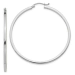 Load image into Gallery viewer, 14K White Gold 2mm Square Tube Hoops 50mm length