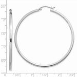 Load image into Gallery viewer, 14K White Gold 2mm Square Tube Hoops 55mm length