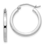 Load image into Gallery viewer, 14K White Gold 2mm Square Tube Hoops 20mm length