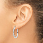 Load image into Gallery viewer, 14K White Gold 2mm Square Tube Hoops 25mm length