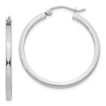 Load image into Gallery viewer, 14K White Gold 2mm Square Tube Hoops 30mm length