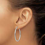 Load image into Gallery viewer, 14K White Gold Lightweight Hoop Earrings 35mm length