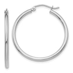 Load image into Gallery viewer, 14K White Gold 2mm Hoop Earrings 30mm length
