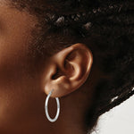Load image into Gallery viewer, 14K White Gold 2mm Round Hoop Earrings 25mm length
