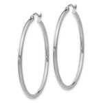 Load image into Gallery viewer, 14K White Gold 2mm Round Hoop Earrings 40mm length