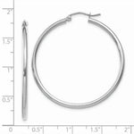 Load image into Gallery viewer, 14K White Gold 2mm Round Hoop Earrings 40mm length