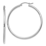 Load image into Gallery viewer, 14K White Gold 2mm Round Hoop Earrings 40mm length