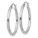 Load image into Gallery viewer, 14K White Gold 2.5mm Round Hoop Earrings 30mm length