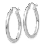 Load image into Gallery viewer, 14K White Gold 2.5mm Round Hoop Earrings 25mm length