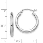 Load image into Gallery viewer, 14K White Gold 2.5mm Round Hoop Earrings 20mm length