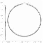 Load image into Gallery viewer, 14K White Gold 2.5mm Round Hoop Earrings 65mm length