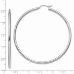 Load image into Gallery viewer, 14K White Gold 2.5mm Lightweight Round Hoop Earrings 60mm length