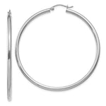 Load image into Gallery viewer, 14K White Gold 2.5mm Lightweight Round Hoop Earrings 55mm length