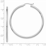 Load image into Gallery viewer, 14K White Gold 2.5mm Lightweight Round Hoop Earrings 50mm length