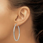 Load image into Gallery viewer, 14K White Gold 2.5mm Lightweight Round Hoop Earrings 45mm length