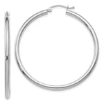 Load image into Gallery viewer, 14K White Gold 2.5mm Lightweight Round Hoop Earrings 45mm length