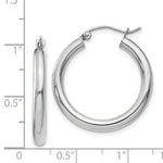 Load image into Gallery viewer, 14K White Gold 3mm Round Hoop Earrings 25mm length