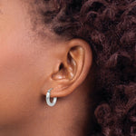 Load image into Gallery viewer, 14K White Gold 3mm Round Hoop Earrings 14mm length