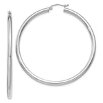 Load image into Gallery viewer, 14K 3mm White Hoop Earrings 55mm length
