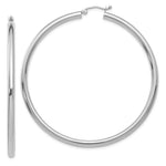 Load image into Gallery viewer, 14K White Gold 3mm Round Hoop Earrings 60mm length