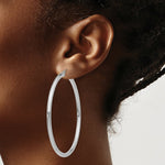 Load image into Gallery viewer, 14K White Gold 3mm Round Hoop Earrings 60mm length