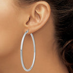 Load image into Gallery viewer, 14K White Gold 3mm Round Hoop Earrings 65mm length