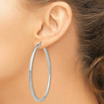 Load image into Gallery viewer, 14K White Gold 3mm Round Hoop Earrings 65mm length