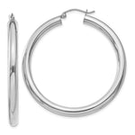 Load image into Gallery viewer, 14K White Gold 4mm x 45mm Tube Hoop Earrings 45mm length