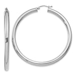Load image into Gallery viewer, 14K White Gold 4mm x 55mm Tube Hoop Earrings 55mm length