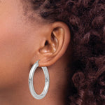 Load image into Gallery viewer, 14K White Gold Polished 5mm Lightweight Hoop Earrings 40mm length