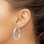 Load image into Gallery viewer, 14K White Gold Polished 5mm Lightweight Hoop Earrings 35mm length