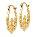 Load image into Gallery viewer, 14K Yellow Gold Polished Claddagh Hoop Earrings 13mm length