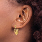 Load image into Gallery viewer, 14K Yellow Gold Polished Claddagh Hoop Earrings 13mm length
