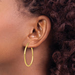 Load image into Gallery viewer, 14K Yellow Gold Polished 2mm Round Hoop Earrings 35mm length