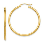 Load image into Gallery viewer, 14K Yellow Gold Polished 2mm Round Hoop Earrings 35mm length