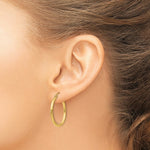 Load image into Gallery viewer, 14K Yellow Gold Polished 2mm Round Hoop Earrings 25mm length