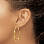 Load image into Gallery viewer, 14K Yellow Gold Polished 2mm Round Hoop Earrings 40mm length