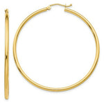 Load image into Gallery viewer, 14K Yellow Gold Lightweight Tube Hoop Earrings 50mm length