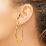 Load image into Gallery viewer, 14K Yellow Gold Polished 2mm Round Hoop Earrings 55mm length