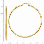 Load image into Gallery viewer, 14K Yellow Gold Polished 2mm Round Hoop Earrings 60mm length
