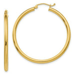 Load image into Gallery viewer, 14K Yellow Gold Polished 2.5mm Lightweight Round Hoop Earrings 40mm length