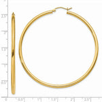 Load image into Gallery viewer, 14K Yellow Gold Polished 2.5mm Round Hoop Earrings 60mm length