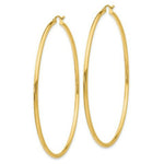 Load image into Gallery viewer, 14K Yellow Gold Polished 2.5mm Round Hoop Earrings 65mm length