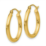 Load image into Gallery viewer, 14K Yellow Gold Polished 2.5mm Round Hoop Earrings 20mm length