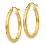 Load image into Gallery viewer, 14K Yellow Gold Polished 2.5mm Lightweight Round Hoop Earrings 25mm length