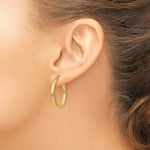 Load image into Gallery viewer, 14K Yellow Gold Polished 2.5mm Lightweight Round Hoop Earrings 25mm length