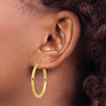 Load image into Gallery viewer, 14K Yellow Gold Polished 2.5mm Round Hoop Earrings 30mm length