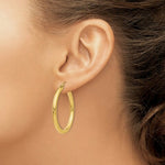 Load image into Gallery viewer, 14K Yellow Gold Polished 3mm Round Hoop Earrings 35mm length